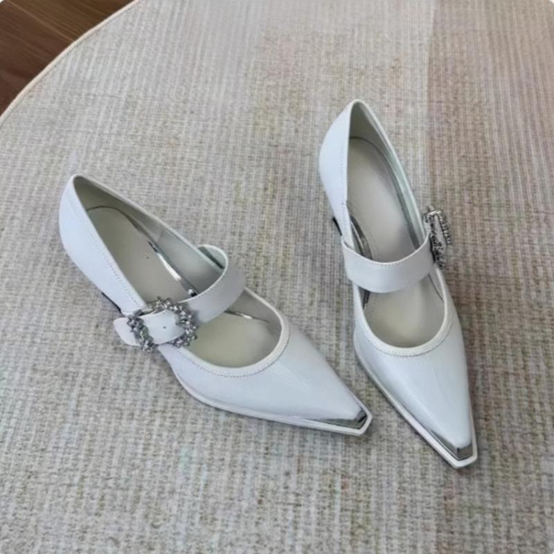 New Versatile Temperament Rhinestone Explosive One-band Ultra-soft Low-top Pointed Toe Shallow Single Shoes