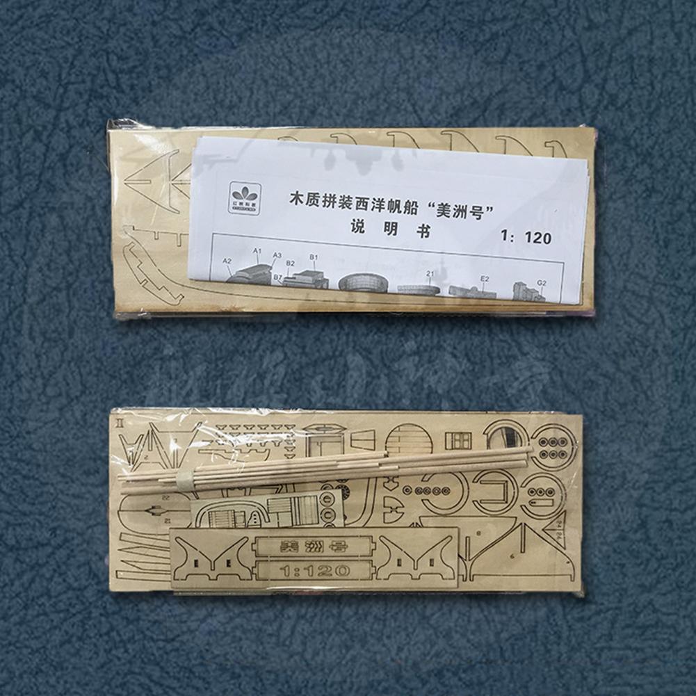 1:120 DIY Wooden Assembly Sailing Ship Model Classic Sailing Boat Laser Cutting Process Puzzle Toys