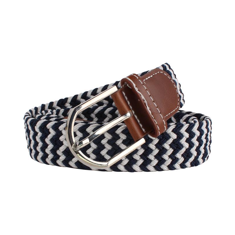 Handwoven Cross-Border Fashion Belt with Pin Buckle – Versatile Twill Men's & Women's Wide Elastic Waist Belt