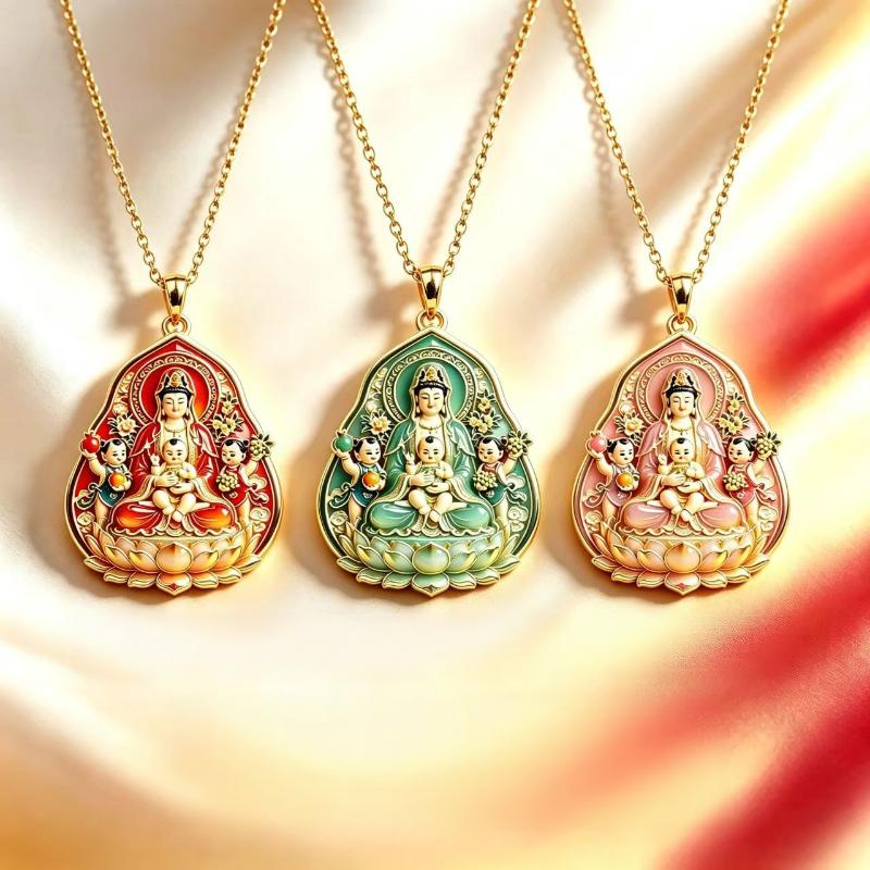 Guanyin Lion Dance Jade Rabbit Mandarin Ducks Pendant Necklace Chinese Modern Aesthetic Jewelry Fashion Gift