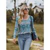 Autumn Women's Blouse Long Sleeve Square Neck Loose Comfortable Casual Printed Top