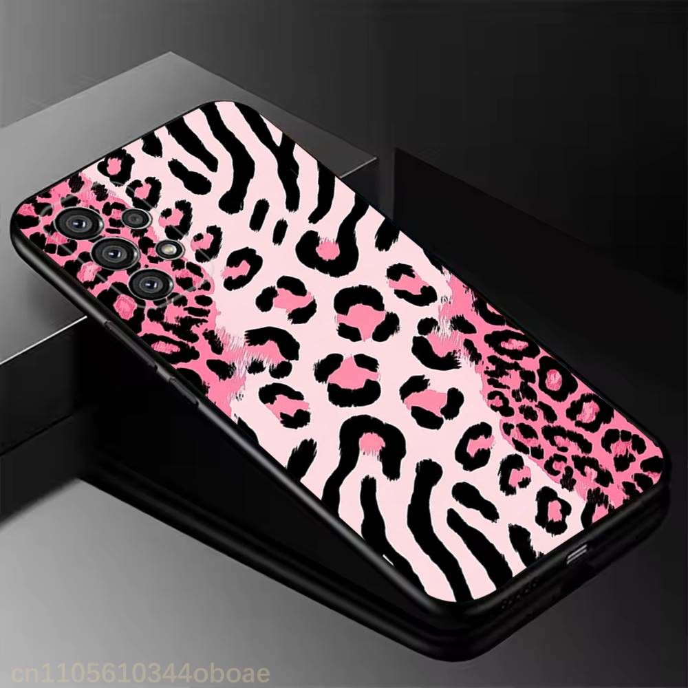Fashion Leopard Print Phone Case For Samsung Galaxy A13,21s,22,31,32,52,53,71,80,A91 Soft Black Shell