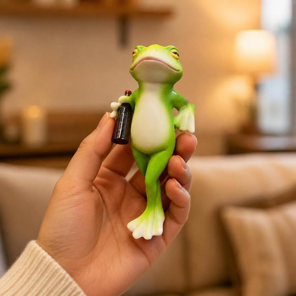 Decorative Cartoon Frog Ornament Animal-Themed Resin Figurine Colorful