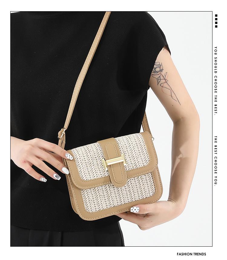 2024 Spring/Summer Women's Knitted Colorblock Straw Handbag – Mori Style