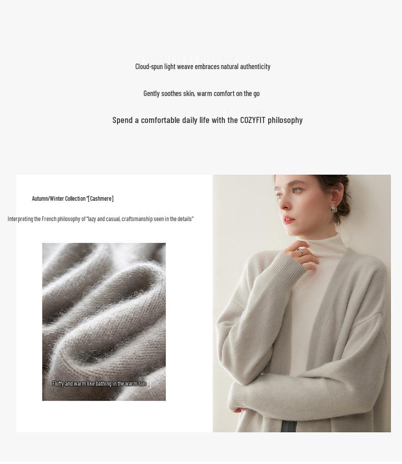 Autumn/Winter Luxury Cashmere Women's Versatile Knit Cardigan Coat