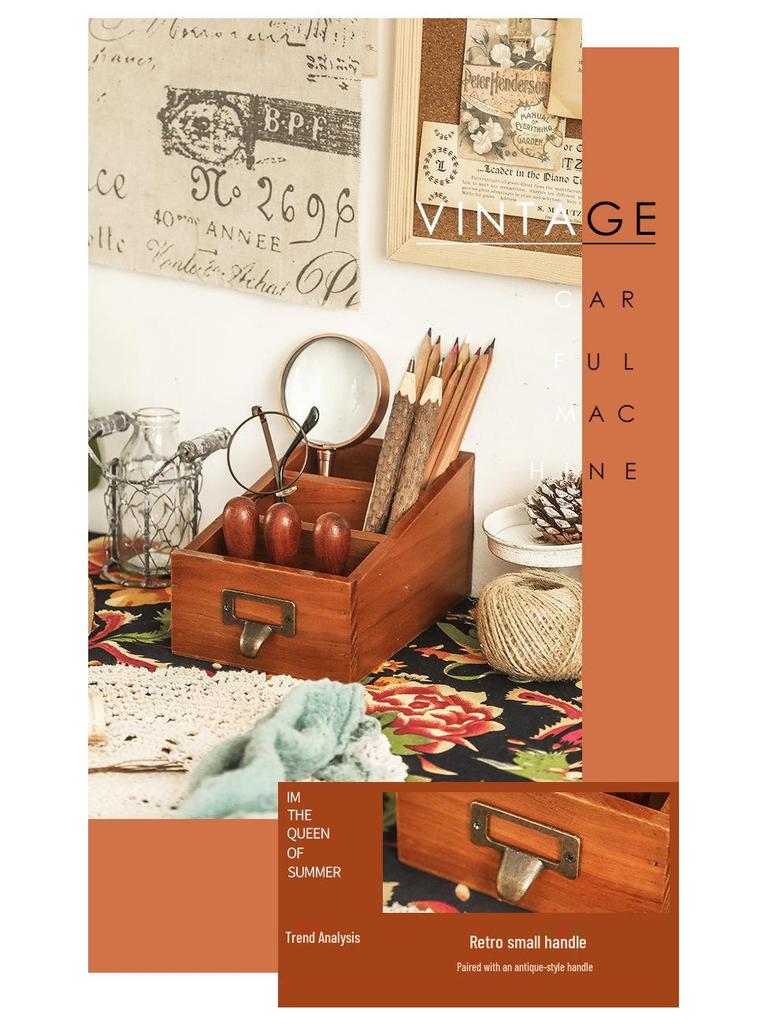 Wooden Desktop Organizer: Remote Holder & Stationery Box for Office or Makeup Brushes