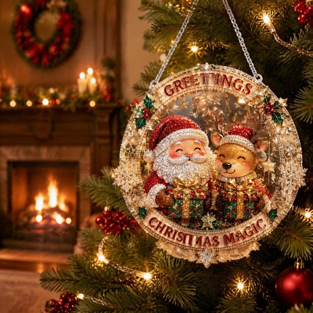 Acrylic Christmas Window Ornament 100Pcs Christmas Ornament Christmas Puzzle Ornament Home