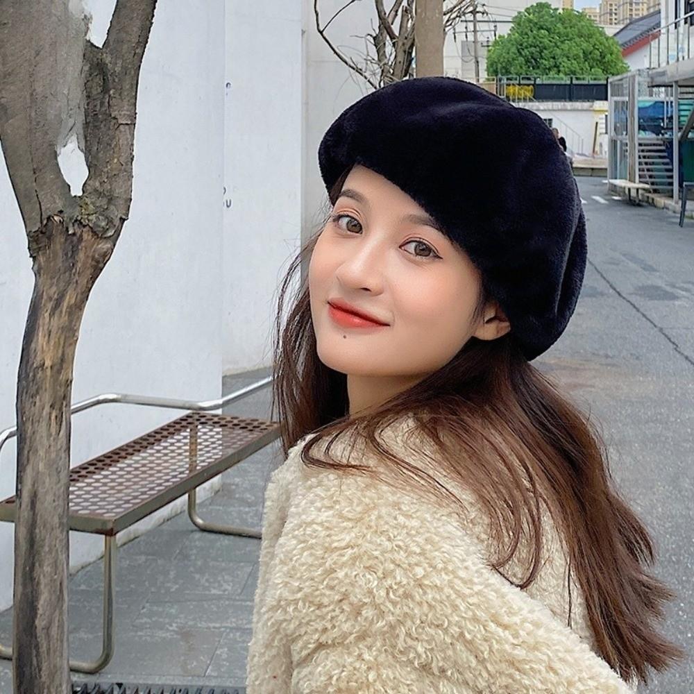 Keep Warm Women Berets Plush Octagonal Hat Elegant Painter Caps  Winter