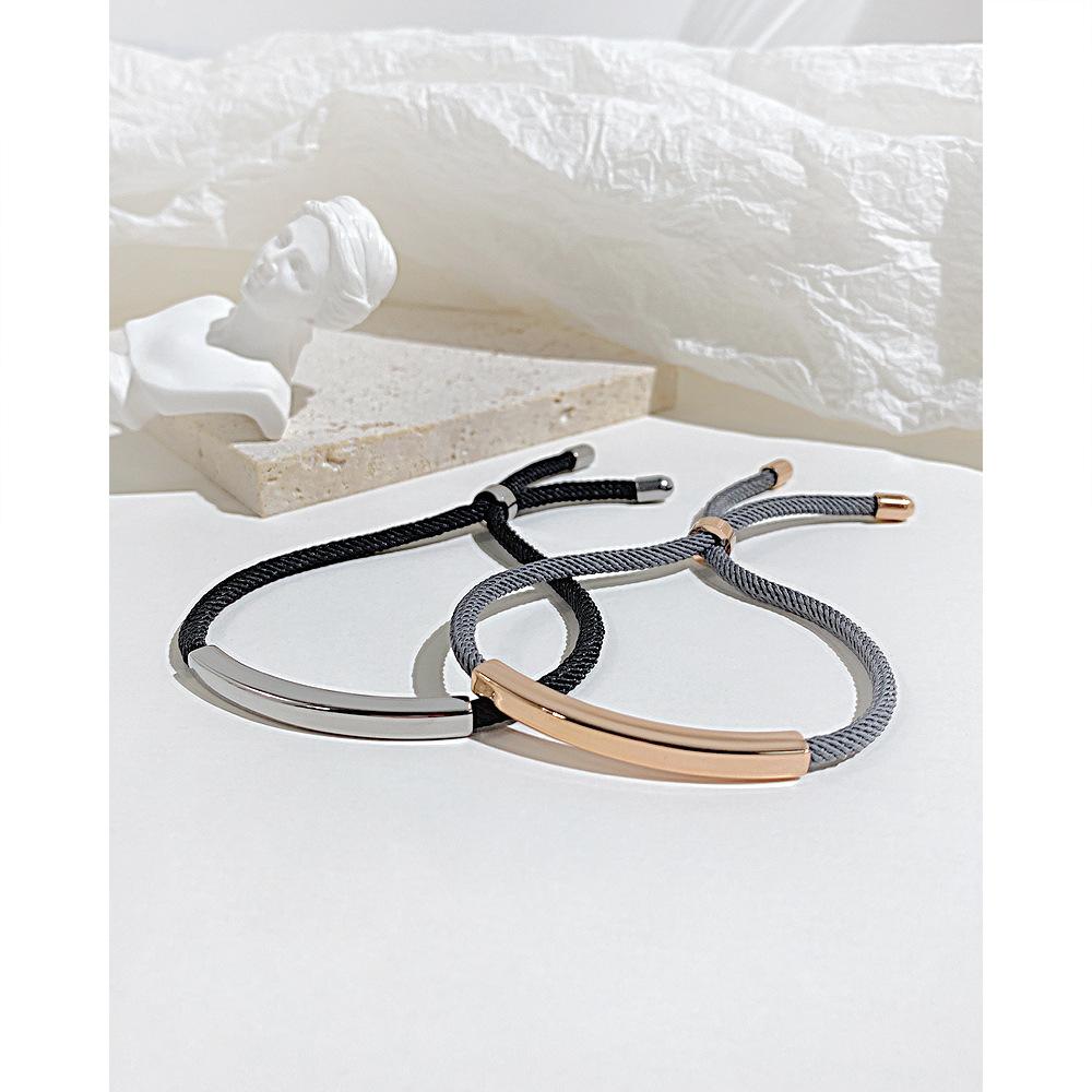 Japonský a korejský Ins Jednoduchý design Jednoduchá osobnost Tkaný titanový ocelový párový náramek