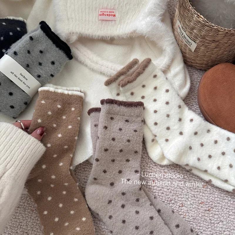 Fashion Autumn Winter Warm Thick Floor Socks with Velvet Dots Australian Fleece Home Cute Confinement Socks Versatile Floor Sox