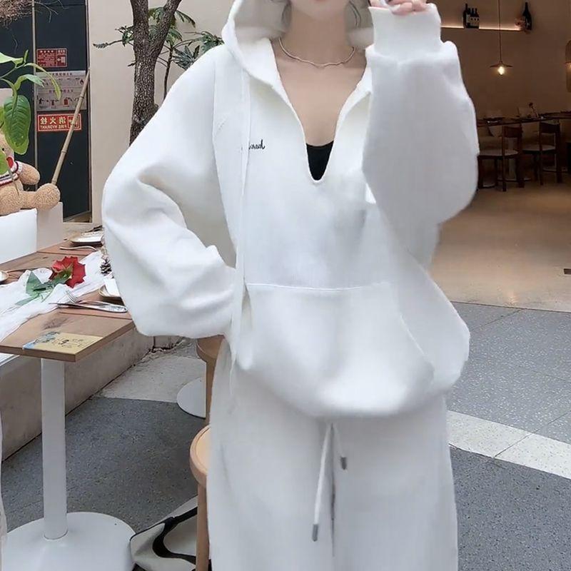 Spring Hooded Two-piece Autumn Casual Suit Women's Loose Sweatpants Sweater