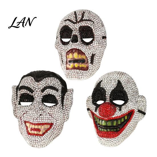 Sparkling Rhinestone Mask Halloween Skull Full Face Mask, Sparkly Masquerade Eye-catching Stage Prop for Party, Adjustable Strap Cosplay Women