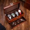Premium 2-Layer Leather Storage Case for Men's Watches Jewelry Rings Cufflinks, Luxury Organizer Display for Collectors