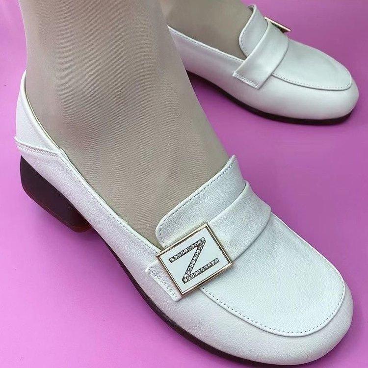 New Low-heeled Soft Leather Autumn Soft Leather Soft Sole Round Head Deep-mouth Flat-heeled Single Shoes