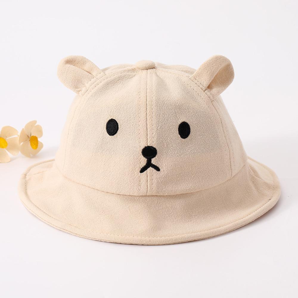 Solid Color Baby Bucket Hat Cotton Boys Girls Sunhat Cute Baby Bear Hat  Toddler