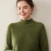 Women's Heathered Cashmere Roll-Neck Sweater - Thickened, Long Sleeve Knit Pullover for Autumn/Winter