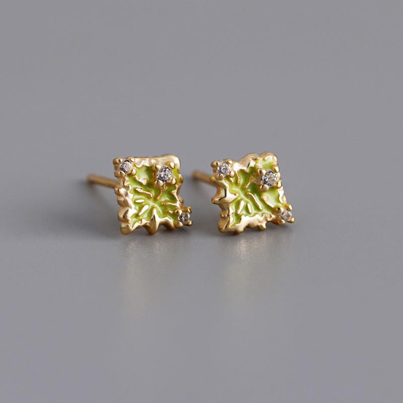 Geometric Asymmetrical Earrings Women Sterling Drop Oil Finish Minimalist Chic Studs 925 Sterling Silver