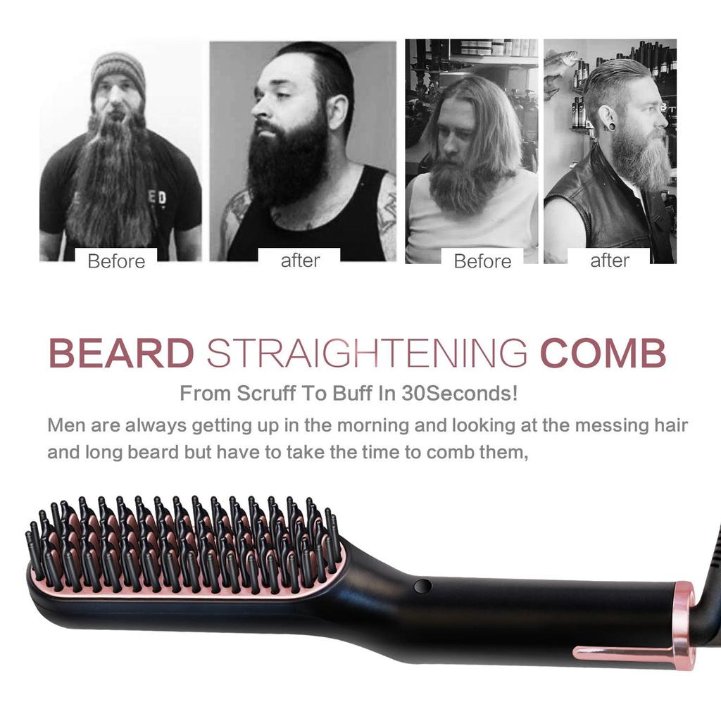 Multifunctional Men's Beard and Hair Straightener Comb
