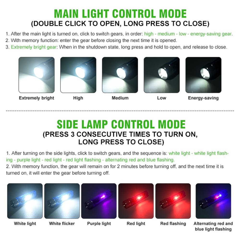 Mini Flashlight Keychain Multi-function Waterproof USB Rechargeable Outdoor Hiking Camping Powerful Magnetic Warning Flashlight