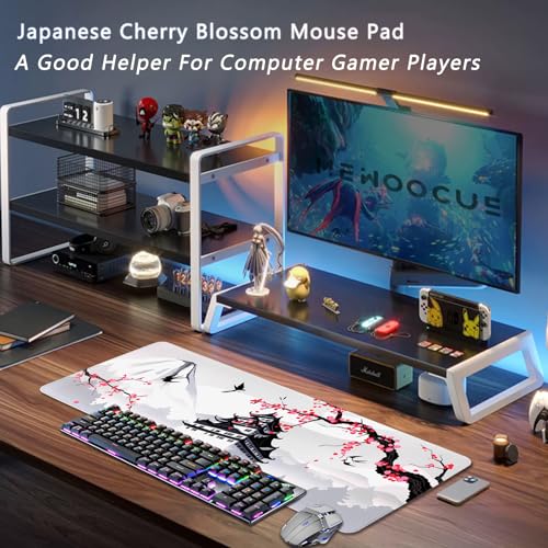 Japanese-style cherry blossom large mouse pad pink non-slip waterproof office game table pad 80x30x0.3mm
