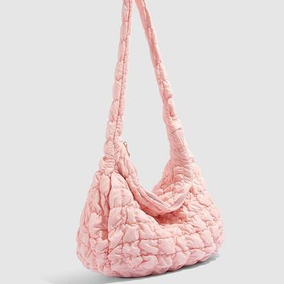 Korean Version Ins Pleated Cloud Tote Bag Large Capacity Bubble Shoulder Crossbody Bag Niche Design Diamond Dumpling Bag