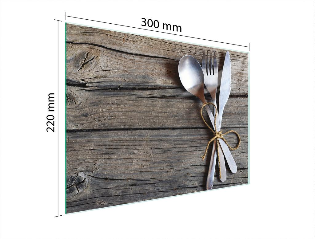 SZKLANA DESKA DO KROEJNIA 30x22 SZTUĆCE