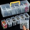 Clear Plastic Handheld Toolbox Portable Cases with Handle Multi-Function Home Screw Drilling Storage Container Hardware Organize