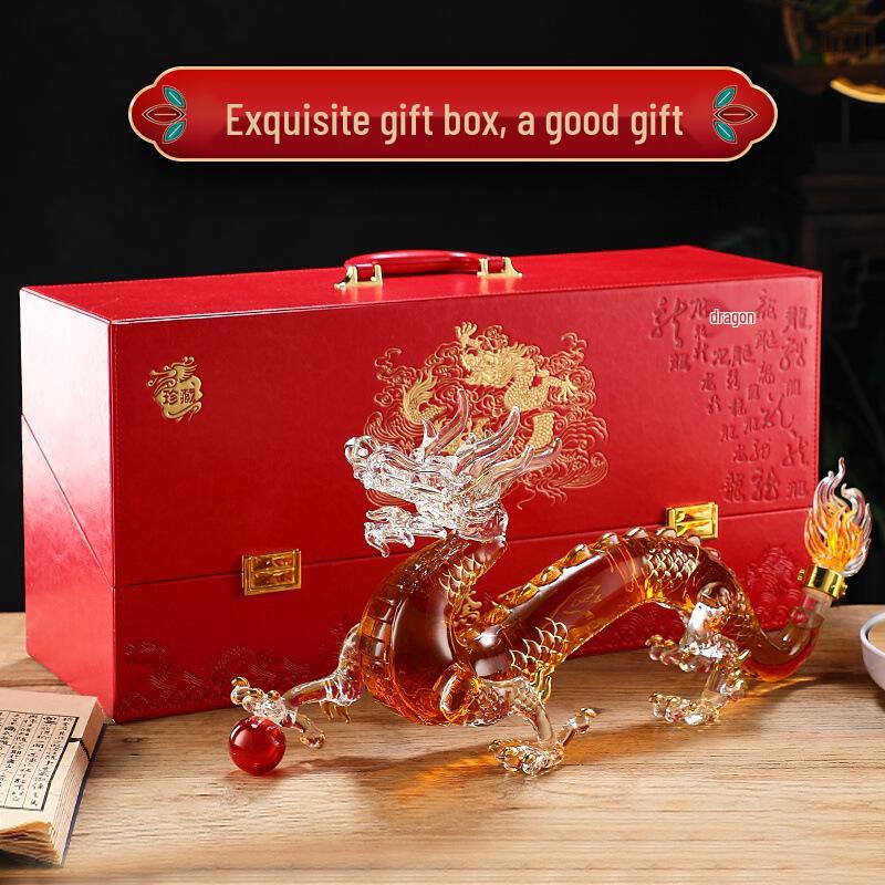 Creative Transparent Dragon Zodiac Fruit Wine Bottle - High Borosilicate Glass, Sealed and Hollow Design