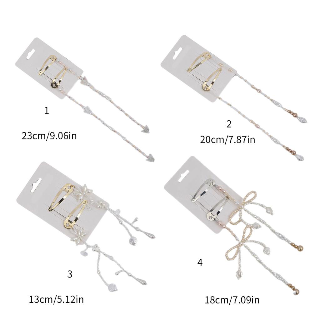 1 Paar Mode-Schleifen-Haarspangen Einfache Schleifen-Haarnadel Metallperlen Schleifen-Haarspangen Elegante Haar-Accessoires für Damen
