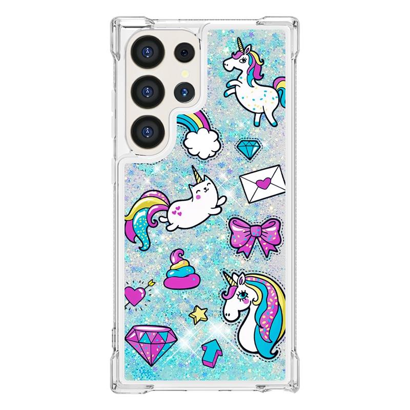 For Galaxy S24 Ultra Case Cartoon Painted Quicksand Liquid Cover On For Samsung Galaxy S23 S 24 Ultra S24 Plus Phone Case Funda