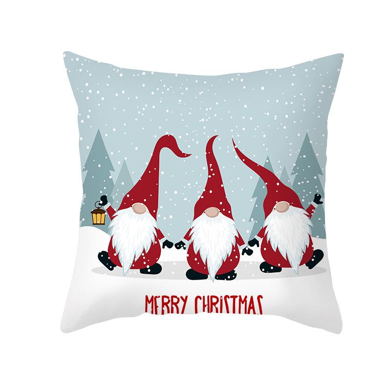 Cartoon Printed Christmas Pillow Case Peach Skin Santa Claus Wish Pillow Home Sofa Cushion