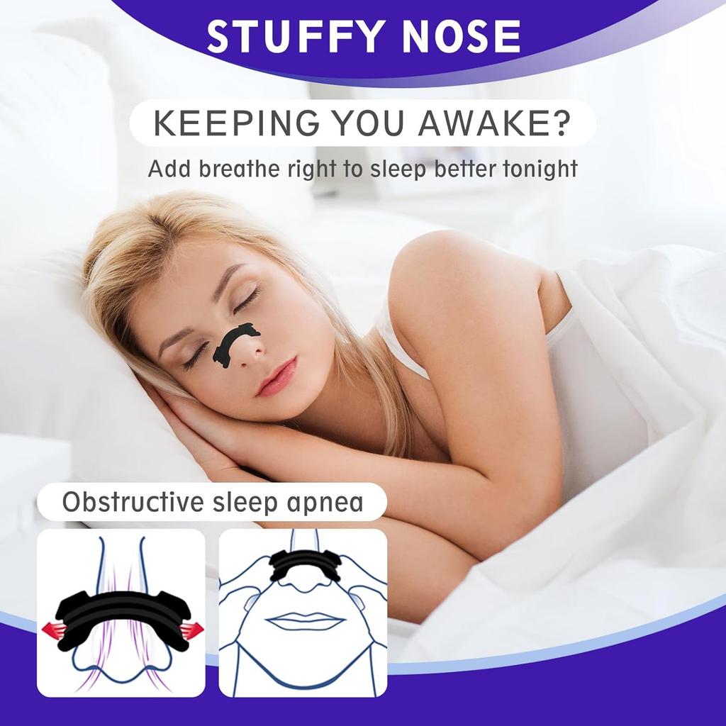 1/10-200Pcs Black Nose Strips Stop Snoring Aid Improve Sleep Quality Easier Breath Sleeping Patch Right Nose Device