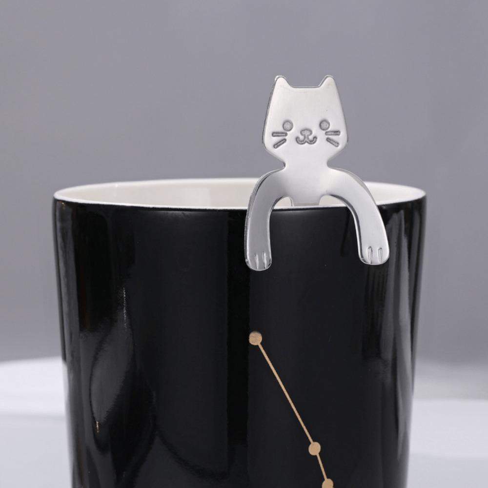 1PCS Stainless Steel Cute Mini Cat Spoon for Tea, Coffee, Dessert, Sugar, Ice Cream,