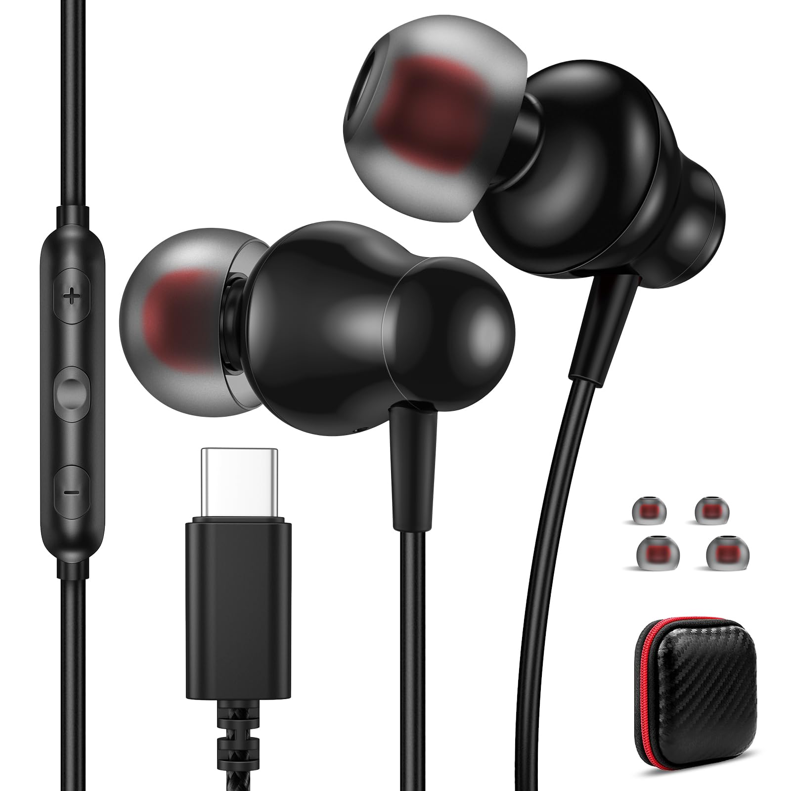 

Type-C Wired In-Ear Earphones, Compatible with iPhone 16, 15, Pro Max, Plus, iPad 10, Air 5, Google Pixel 8, 8a, 7a, Samsung S24, S23 Ultra, Z 6,