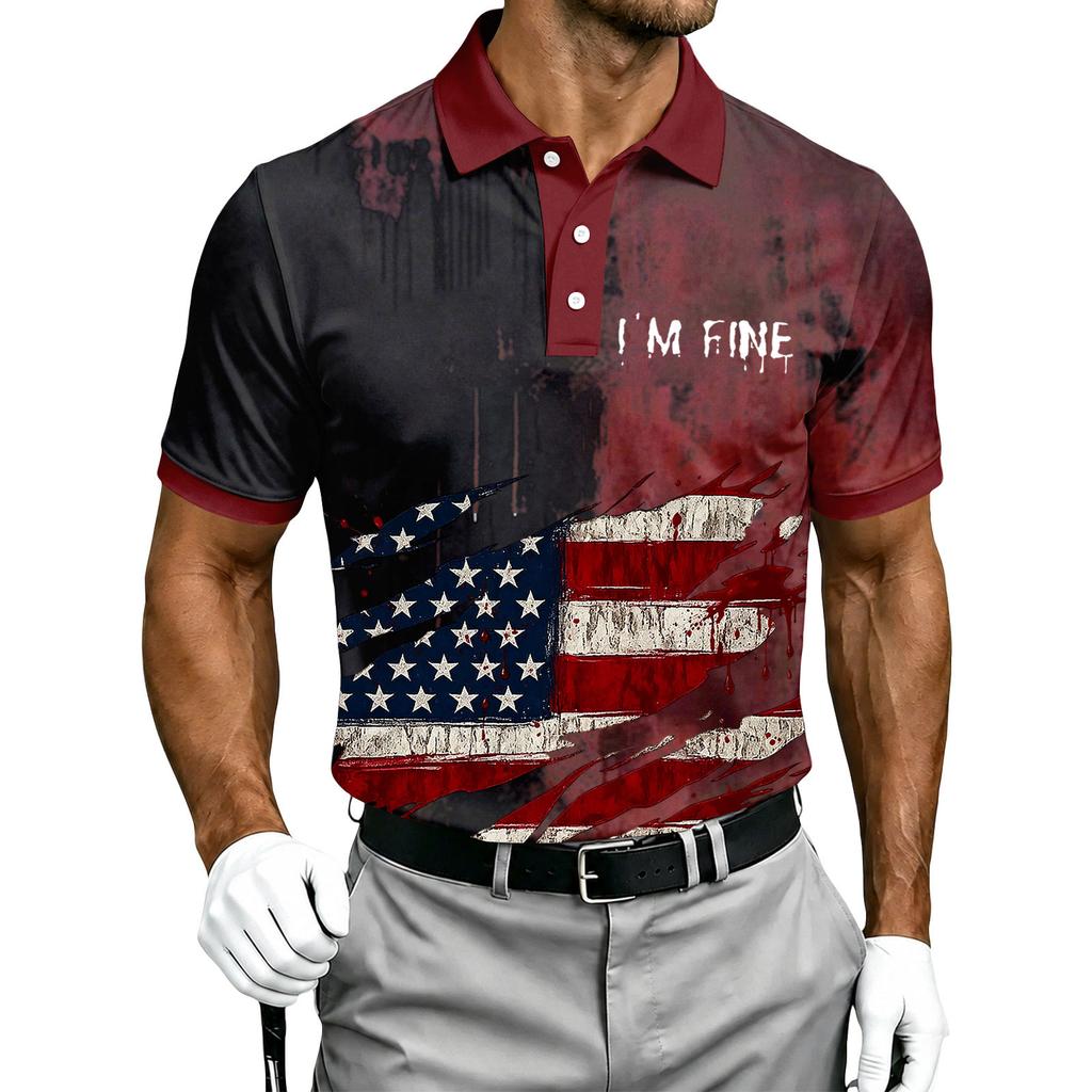Men's Short Sleeve Polo Shirt Button Down Halloween Print Casual Fit Lightweight Breathable Fabric Comfortable Design