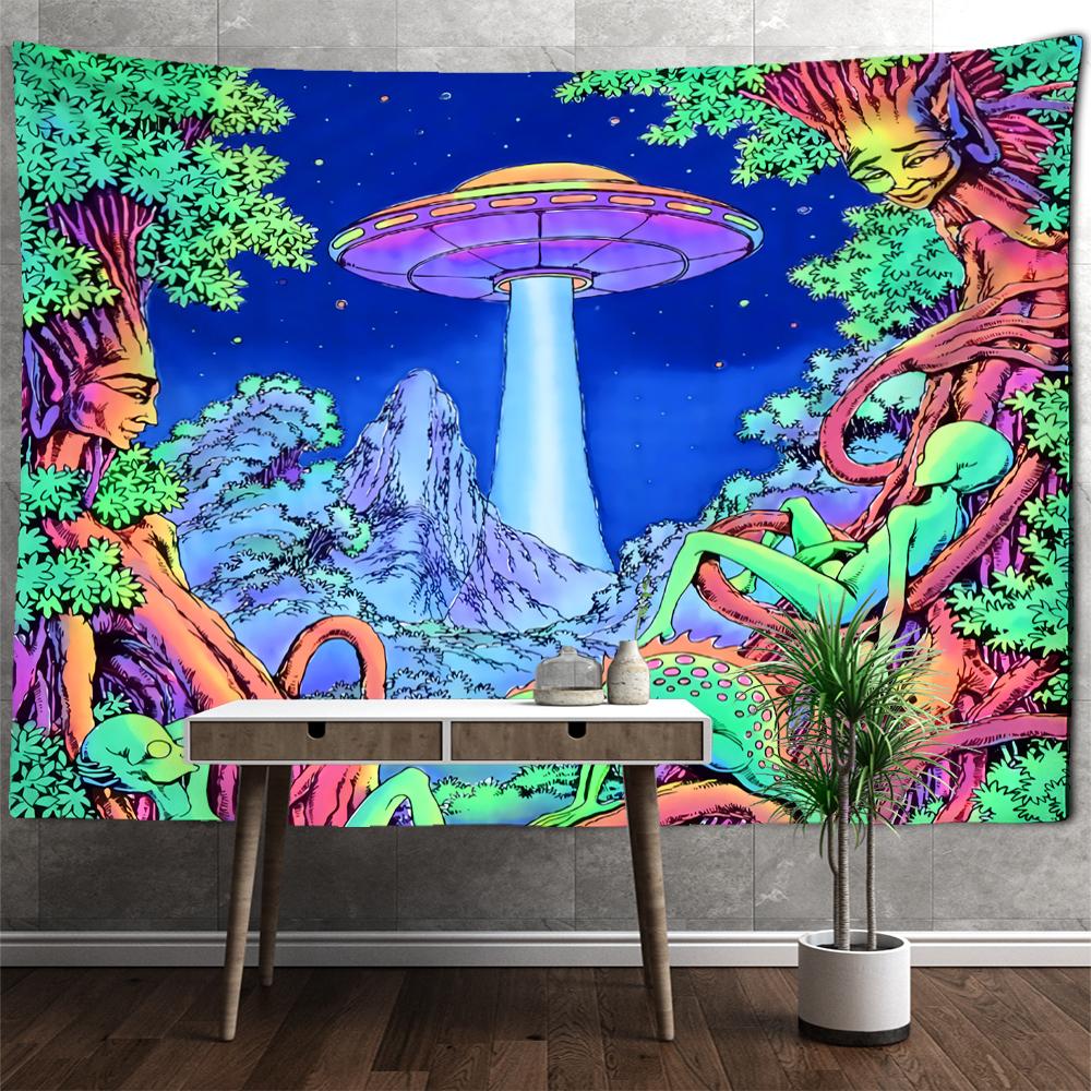 Abstract Underwater Jellyfish Wall Hanging Tapestry Witchcraft Psychedelic Fantasy Botanical Alien Art Room Decor