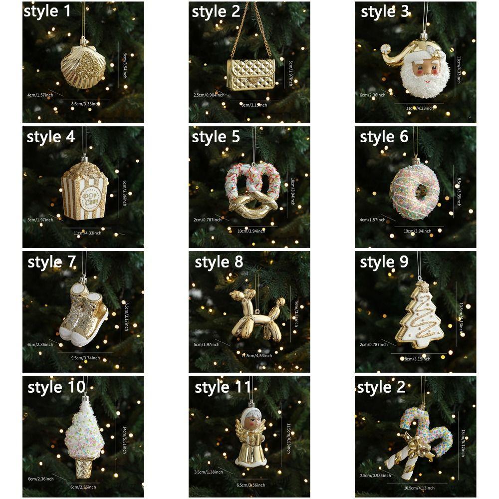 Shiny Gold Santa Claus Hanging Ornaments Snowman Merry Christmas Decor Xmas Tree Pendant Kid Gift