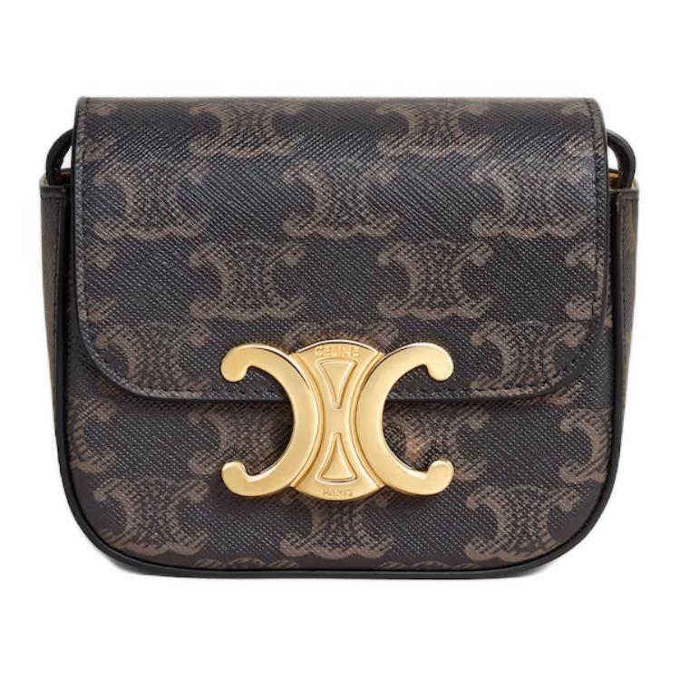 

Celine Claude Lock Logo Monogram Print Leather Mini Handbag Women handbag Brown 10I512DQB-04LU Basic Set (Bag+Dust Bag)