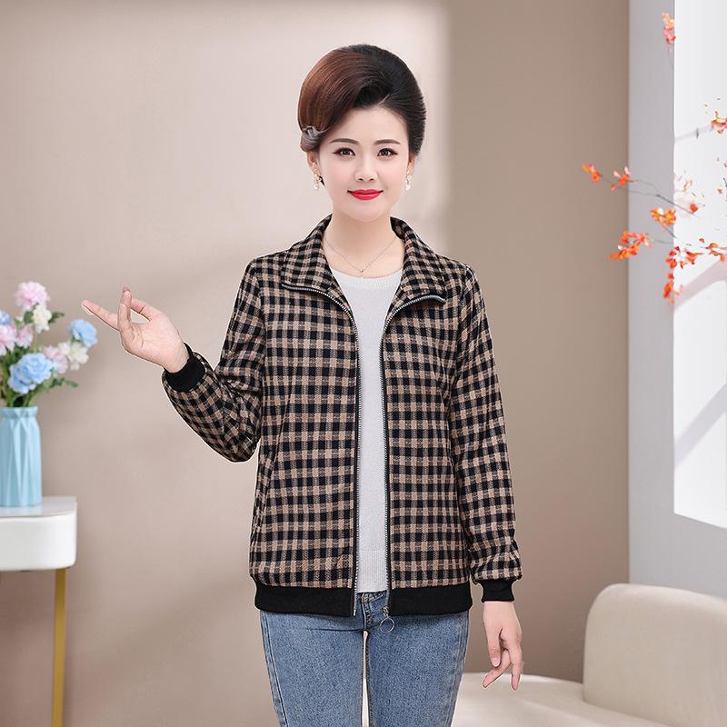Women's Short Jacket New Chinese Women's Plaid Top Jacket