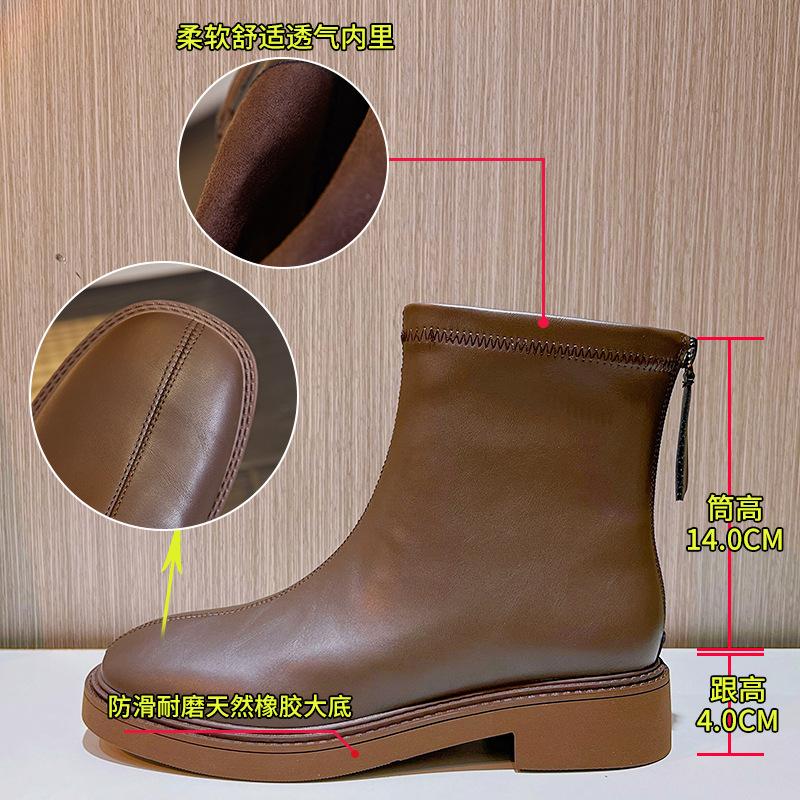 New retro Martin boots women's 2025 autumn and winter thick heel short boots women's versatile British style thin boots casual women's boots tide