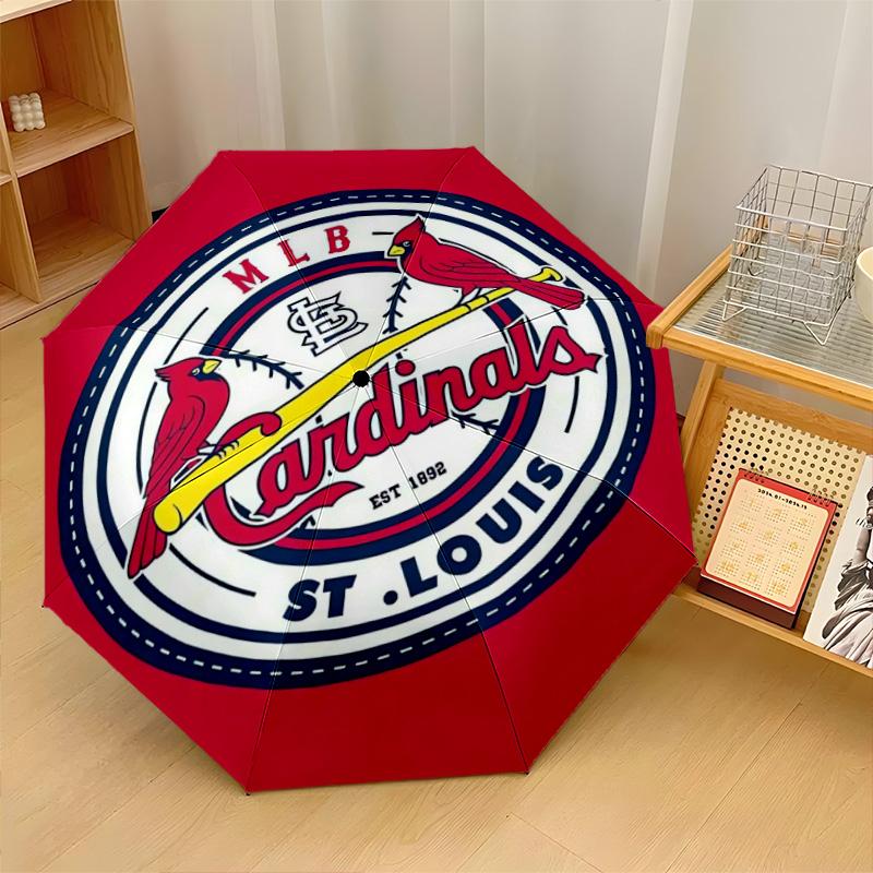 St. Louis Cardinals Print Auto 8?Ribs Folding Umbrella Wind Resistant Lightweight Automatic Umbrella For Daily Travel