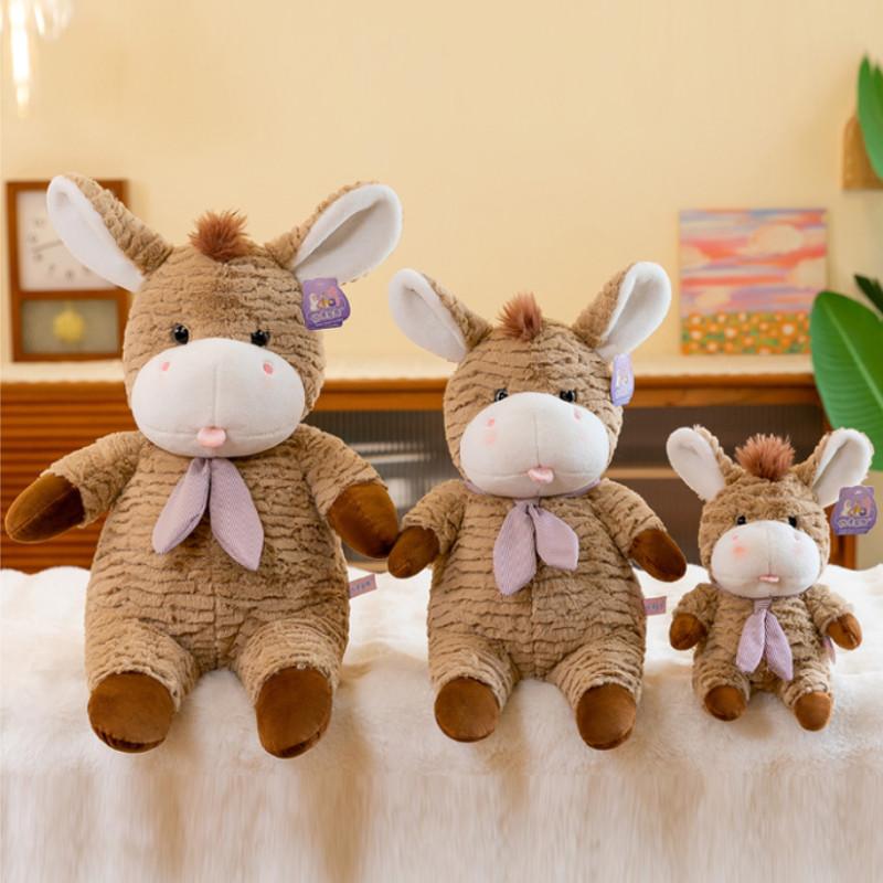 Adorable Brown Blue And Green Plush Donkey Stuffed Animal Soft Toy For Kids Gift