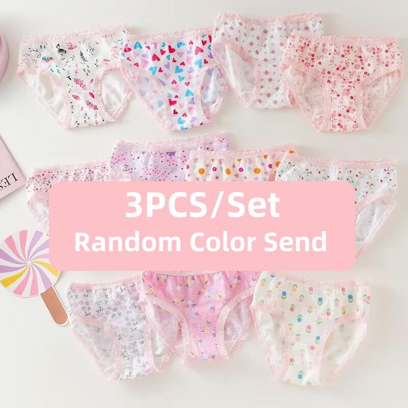 

3Pcs Girls Underwear Panties Baby Underwear Shorts Kids Briefs Print Briefs Girl Cotton Panties 150 разноцветный