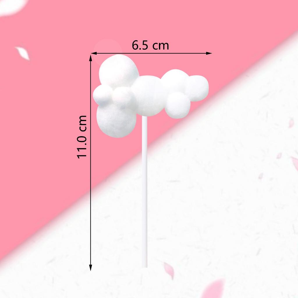 3D Cloud Cake Decoration Inserts: White & Pink, Small & Long Styles