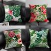 Tropical Leaves Series Pillow Case Home Dorm Chair Back Short Plush Double-sided Printing Office Nap Time Cushion Cover