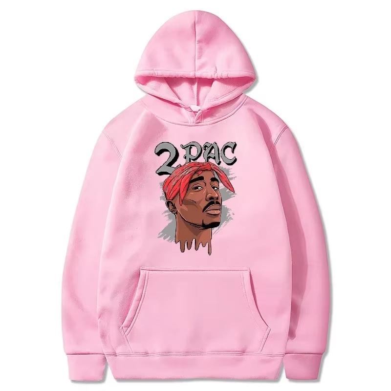 Hot Sale 2PAC Tupac Hip Hop Portrait Print Hoodie Rapper Vintage Streetwear Unisex Pullover Sweatshirt Loose Cozy and Versatile