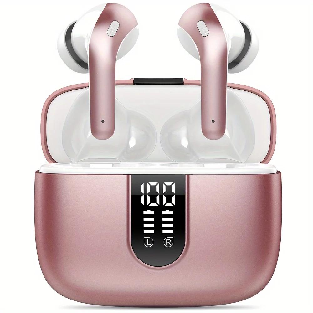 

Наушники-переводчики с ИИ TWS Беспроводные наушники-вкладыши с кристально чистым звуком, шумоподавлением, защитой от пота IPX7, двухканальные розовый