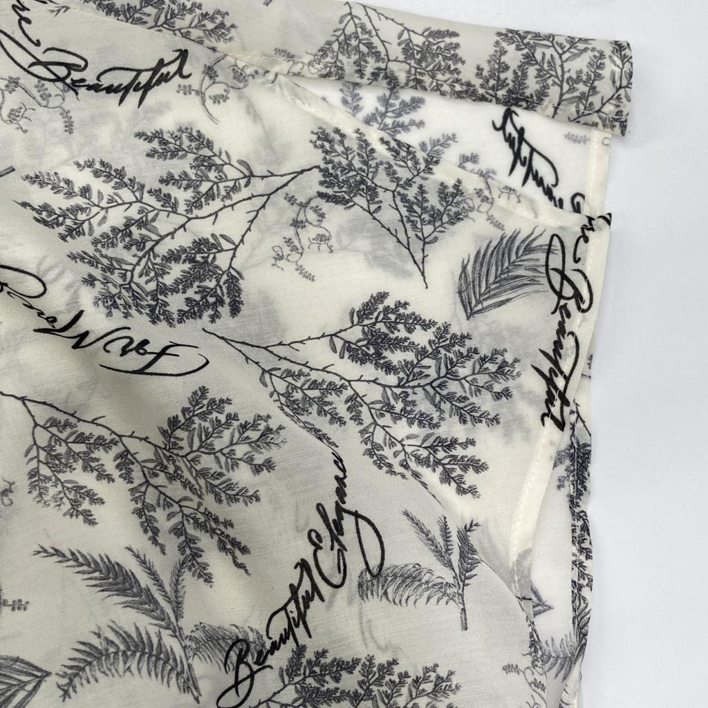 ANAYI 25-year-old white leaf calligraphy print dress with belt dress 36 White LeafUsed