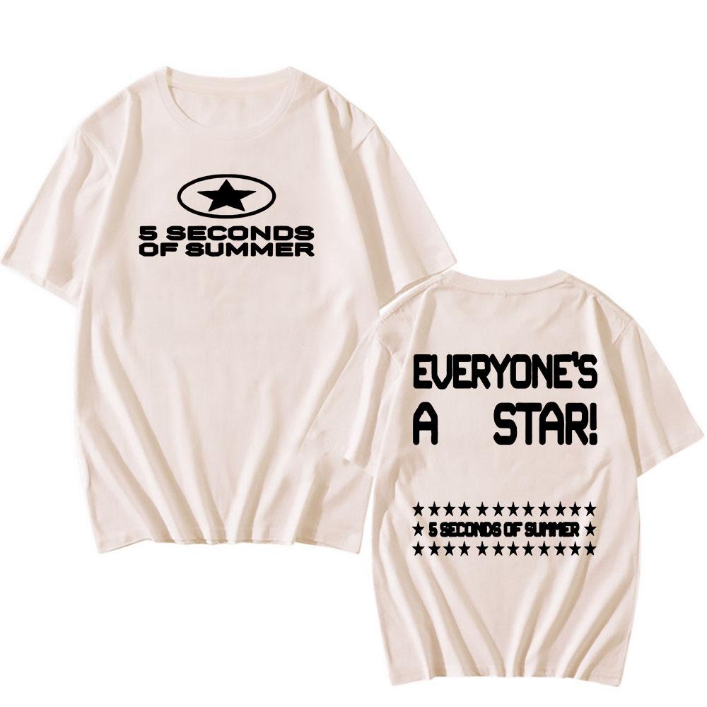 

5 SECONDS OF SUMMER Футболки гурту Кожен - Зірка Футболка з альбому З коротким рукавом Круглий виріз Бавовняні футболки Одяг з графічним принтом Топ S