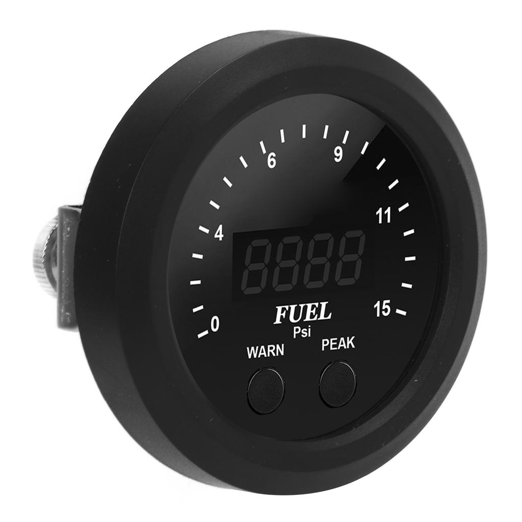 Oil Pressure Gauge Kit 2‑1 16in 52mm Ultraslim 15PSI Red LED Accurate Stable Antishock Fuel Press Meter